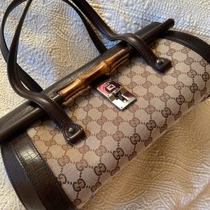 100% authentic certified, Gucci GG Canvas Bamboo Bullet bag brown,gorgeous!